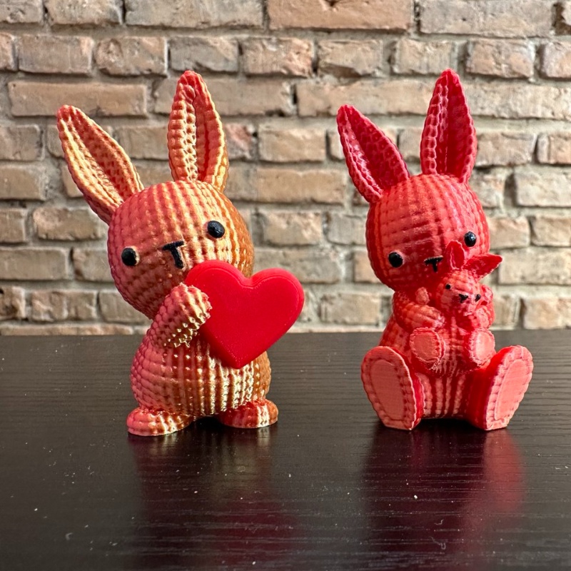 Figurka 3D – Zajączki z sercem i maluszkiem (2 wzory)